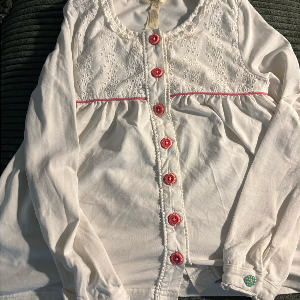 Matilda Jane button up top w/eyelet button accents 4T-5T